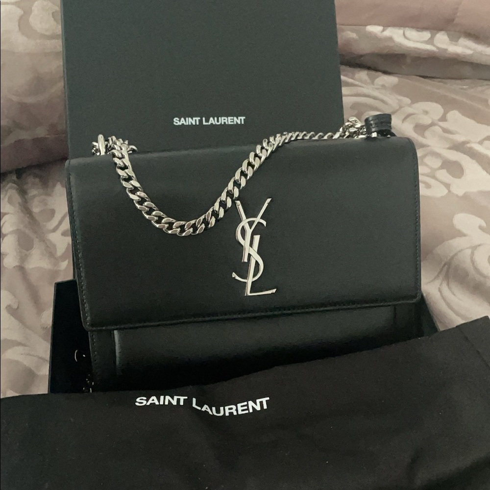 Authentic- Medium Silver Ysl Sunset - image 1